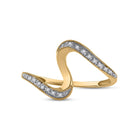 Radiant Elegance | 10kt Yellow Gold Womens Round Diamond S Curve Band Ring 1/20 Cttw Front View from Splendid Jewellery