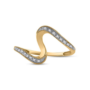 Radiant Elegance | 10kt Yellow Gold Womens Round Diamond S Curve Band Ring 1/20 Cttw - Splendid Jewellery