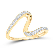 Load image into Gallery viewer, Radiant Elegance | 10kt Yellow Gold Womens Round Diamond S Curve Band Ring 1/20 Cttw Top View from Splendid Jewellery
