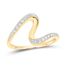 Radiant Elegance | 10kt Yellow Gold Womens Round Diamond S Curve Band Ring 1/20 Cttw Top View from Splendid Jewellery