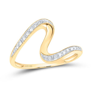 Radiant Elegance | 10kt Yellow Gold Womens Round Diamond S Curve Band Ring 1/20 Cttw - Splendid Jewellery