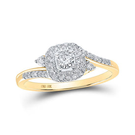 Radiant Elegance: 10kt Yellow Gold Womens Round Diamond Square Ring 1/3 Cttw - Splendid Jewellery