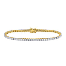Load image into Gallery viewer, Radiant Elegance: 10kt Yellow Gold Womens Round Diamond Tennis Bracelet 1 Cttw  Side View from Splendid Jewellery