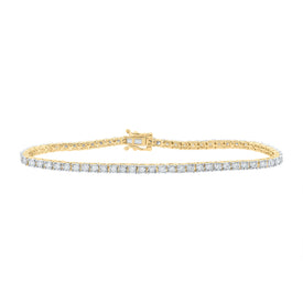 Radiant Elegance: 10kt Yellow Gold Womens Round Diamond Tennis Bracelet 1 Cttw - Splendid Jewellery