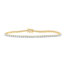 Load image into Gallery viewer, Radiant Elegance: 10kt Yellow Gold Womens Round Diamond Tennis Bracelet 1 Cttw  Top View from Splendid Jewellery