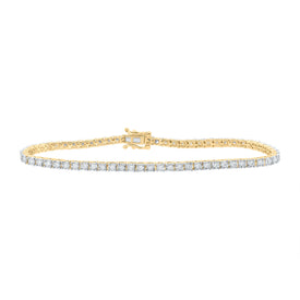 Radiant Elegance: 10kt Yellow Gold Womens Round Diamond Tennis Bracelet 1 Cttw  Top View from Splendid Jewellery
