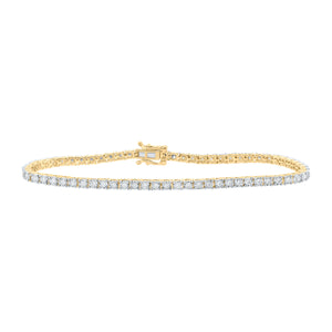 Radiant Elegance: 10kt Yellow Gold Womens Round Diamond Tennis Bracelet 1 Cttw - Splendid Jewellery