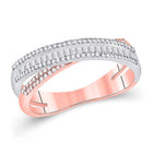 Radiant Elegance: 14kt Two-tone Gold Diamond Crossover Baguette Fashion Ring - Side View