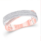 Radiant Elegance: 14kt Two-tone Gold Diamond Crossover Baguette Fashion Ring - Top View