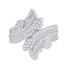 Load image into Gallery viewer, Radiant Elegance: 14kt White Gold Baguette Diamond Bypass Cluster Fashion Ring - Splendid Jewellery