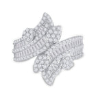 Radiant Elegance: 14kt White Gold Baguette Diamond Bypass Cluster Fashion Ring - Splendid Jewellery