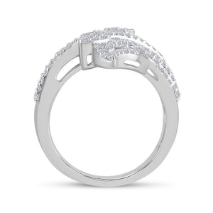 Radiant Elegance: 14kt White Gold Baguette Diamond Bypass Cluster Fashion Ring - Splendid Jewellery