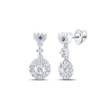 Load image into Gallery viewer, Radiant Elegance: 14kt White Gold Diamond and Sapphire Dangle Earrings - Splendid Jewellery