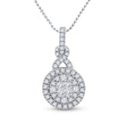 Radiant Elegance: 14kt White Gold Diamond Cluster Pendant  Top View from Splendid Jewellery