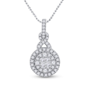 Radiant Elegance: 14kt White Gold Diamond Cluster Pendant - Splendid Jewellery