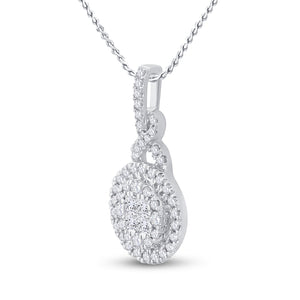 Radiant Elegance: 14kt White Gold Diamond Cluster Pendant - Splendid Jewellery