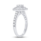 Radiant Elegance: 14kt White Gold Diamond Halo Bridal Wedding Engagement Ring - 1 Cttw - Splendid Jewellery