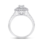 Radiant Elegance: 14kt White Gold Diamond Halo Bridal Wedding Engagement Ring - 1 Cttw - Splendid Jewellery