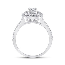 Load image into Gallery viewer, Radiant Elegance: 14kt White Gold Diamond Halo Bridal Wedding Engagement Ring - 1 Cttw - Second Side View