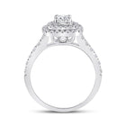 Radiant Elegance: 14kt White Gold Diamond Halo Bridal Wedding Engagement Ring - 1 Cttw - Second Side View