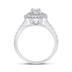 Radiant Elegance: 14kt White Gold Diamond Halo Bridal Wedding Engagement Ring - 1 Cttw - Splendid Jewellery