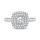 Radiant Elegance: 14kt White Gold Diamond Halo Bridal Wedding Engagement Ring - 1 Cttw - Splendid Jewellery