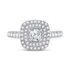 Radiant Elegance: 14kt White Gold Diamond Halo Bridal Wedding Engagement Ring - 1 Cttw - Splendid Jewellery