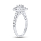 Radiant Elegance: 14kt White Gold Diamond Halo Bridal Wedding Engagement Ring - 1 Cttw - Side View