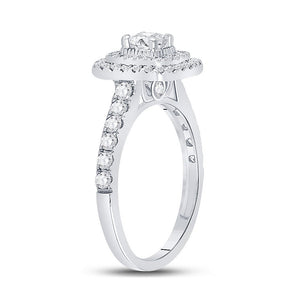 Radiant Elegance: 14kt White Gold Diamond Halo Bridal Wedding Engagement Ring - 1 Cttw - Splendid Jewellery