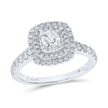 Load image into Gallery viewer, Radiant Elegance: 14kt White Gold Diamond Halo Bridal Wedding Engagement Ring - 1 Cttw - Top View