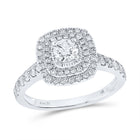 Radiant Elegance: 14kt White Gold Diamond Halo Bridal Wedding Engagement Ring - 1 Cttw - Top View