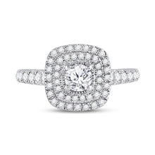 Load image into Gallery viewer, Radiant Elegance: 14kt White Gold Diamond Halo Bridal Wedding Engagement Ring - 1 Cttw - Front View