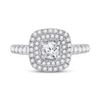 Radiant Elegance: 14kt White Gold Diamond Halo Bridal Wedding Engagement Ring - 1 Cttw - Front View