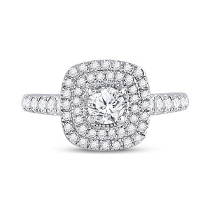 Radiant Elegance: 14kt White Gold Diamond Halo Bridal Wedding Engagement Ring - 1 Cttw - Splendid Jewellery