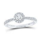 Radiant Elegance: 14kt White Gold Diamond Halo Bridal Wedding Engagement Ring 1/2 Cttw - Splendid Jewellery