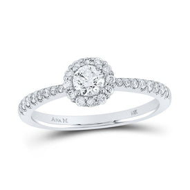 Radiant Elegance: 14kt White Gold Diamond Halo Bridal Wedding Engagement Ring 1/2 Cttw - Splendid Jewellery