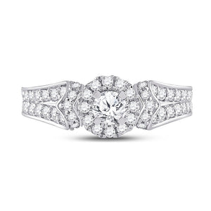 Radiant Elegance: 14kt White Gold Diamond Halo Bridal Wedding Engagement Ring - Splendid Jewellery