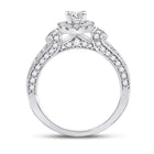 Radiant Elegance: 14kt White Gold Diamond Halo Bridal Wedding Engagement Ring - Splendid Jewellery
