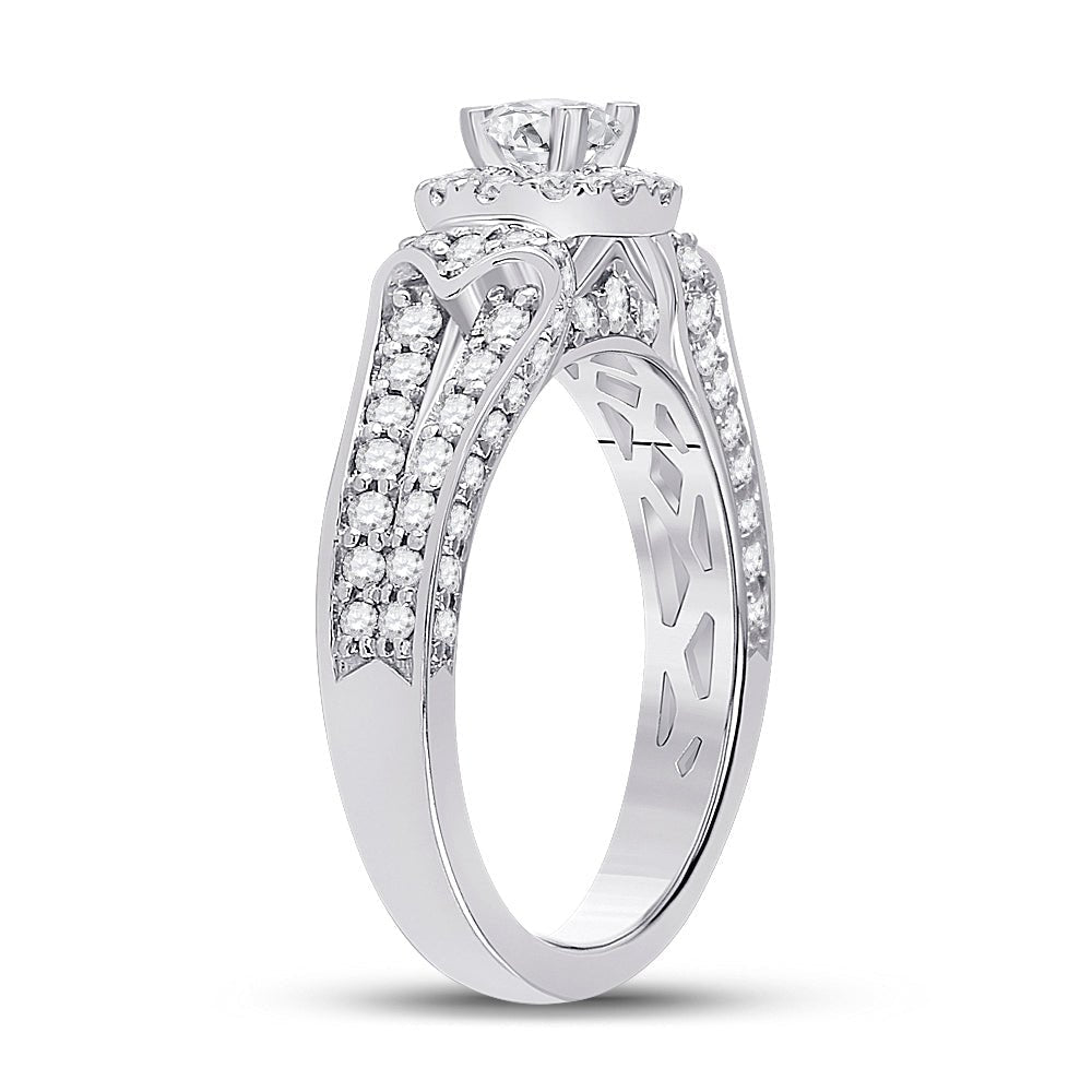 Radiant Elegance: 14kt White Gold Diamond Halo Bridal Wedding Engagement Ring - Splendid Jewellery