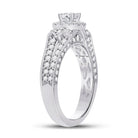 Radiant Elegance: 14kt White Gold Diamond Halo Bridal Wedding Engagement Ring - Splendid Jewellery
