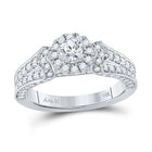 Radiant Elegance: 14kt White Gold Diamond Halo Bridal Wedding Engagement Ring - Splendid Jewellery