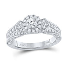 Radiant Elegance: 14kt White Gold Diamond Halo Bridal Wedding Engagement Ring - Top View