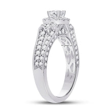 Load image into Gallery viewer, Radiant Elegance: 14kt White Gold Diamond Halo Bridal Wedding Engagement Ring - Second Side View