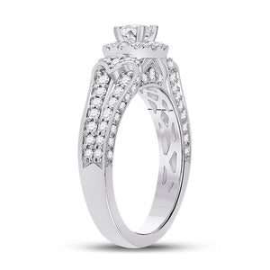 Radiant Elegance: 14kt White Gold Diamond Halo Bridal Wedding Engagement Ring - Splendid Jewellery