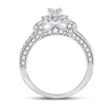 Load image into Gallery viewer, Radiant Elegance: 14kt White Gold Diamond Halo Bridal Wedding Engagement Ring - Side View
