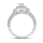 Radiant Elegance: 14kt White Gold Diamond Halo Bridal Wedding Engagement Ring - Side View
