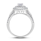 Radiant Elegance: 14kt White Gold Diamond Halo Bridal Wedding Ring Band Set - Splendid Jewellery