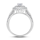 Radiant Elegance: 14kt White Gold Diamond Halo Bridal Wedding Ring Band Set - Splendid Jewellery