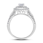Radiant Elegance: 14kt White Gold Diamond Halo Bridal Wedding Ring Band Set - Side View