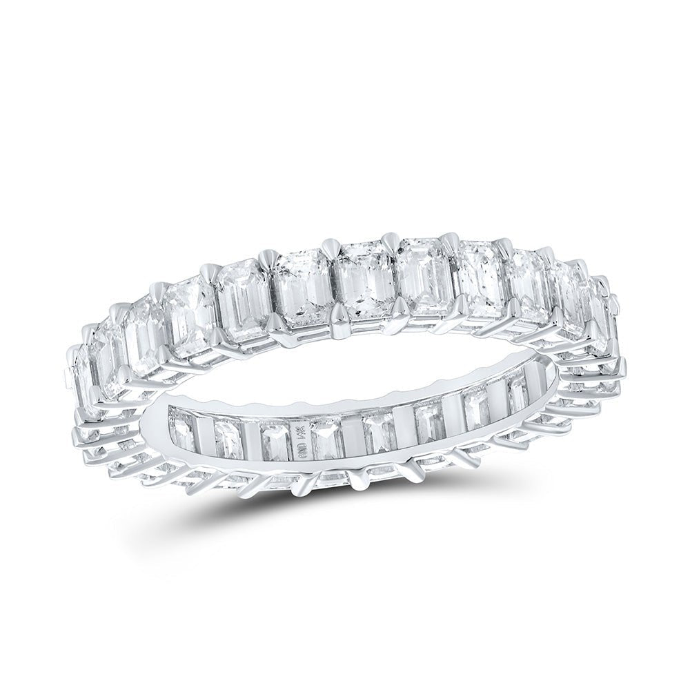 Radiant Elegance: 14kt White Gold Emerald Diamond Eternity Ring - Splendid Jewellery